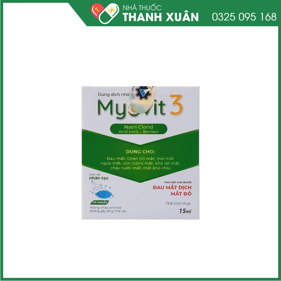 Myovit 3 giúp dưỡng ẩm, giảm cảm giác ngứa mắt, cộm mắt, khô mắt, mỏi mắt, mờ mắt